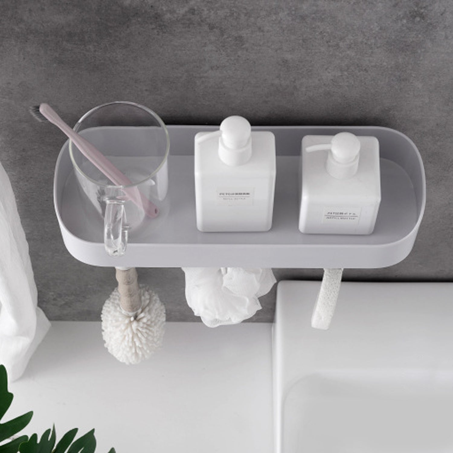 4058 Multipurpose Bathroom Kitchen Shelf Plastic Wall Storage Organizer with 6 Hooks Without Drill self Adhesive and Magic Sticker DeoDap 4058 Multipurpose Bathroom Kitchen Shelf Plastic Wall Storage Organizer with 6 Hooks Without Drill self Adhesive and Magic Sticker DeoDap